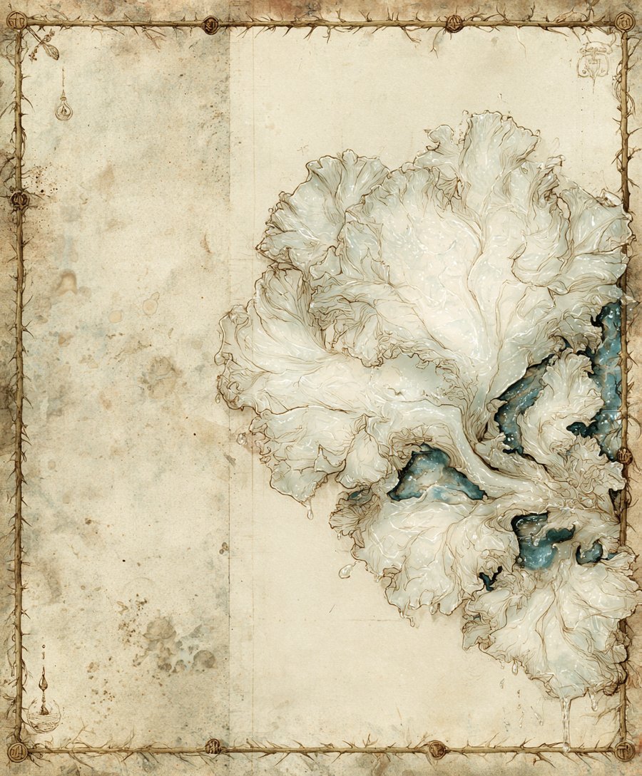 Botanical illustration of snow fungus
