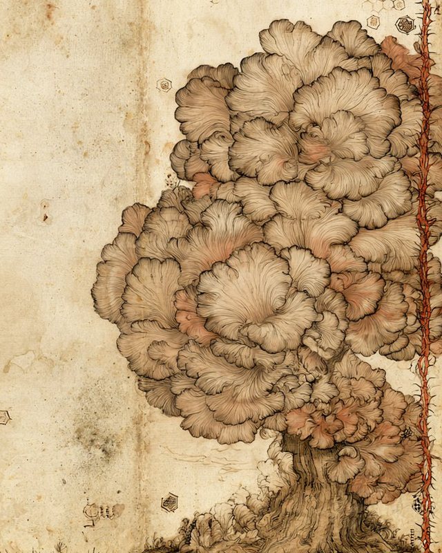Botanical plate: maitake mushroom